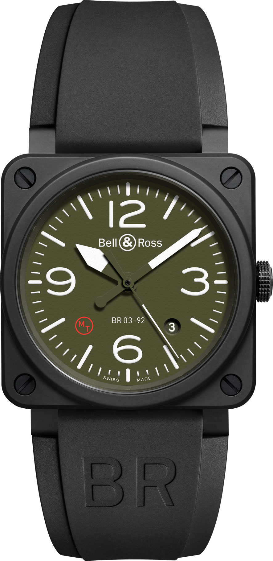 Bell and Ross BR03-92 Ceramic Military Type caucho