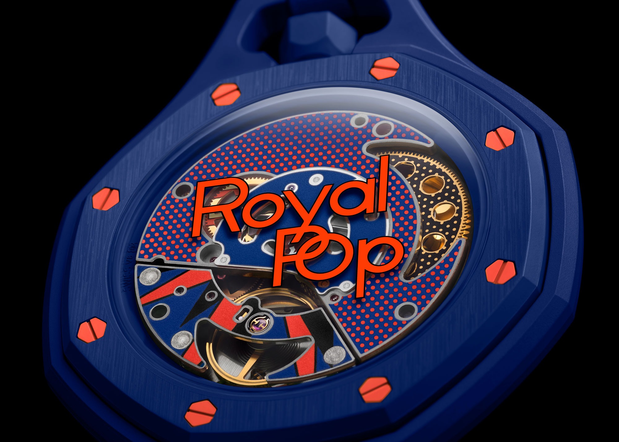 Trasera del Audemars Piguet x Swatch Collection Bioceramic Royal Pop Orenji Hachi