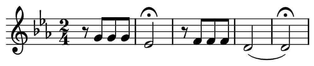 Notas iniciales de la Quinta Sinfonía de Beethoven