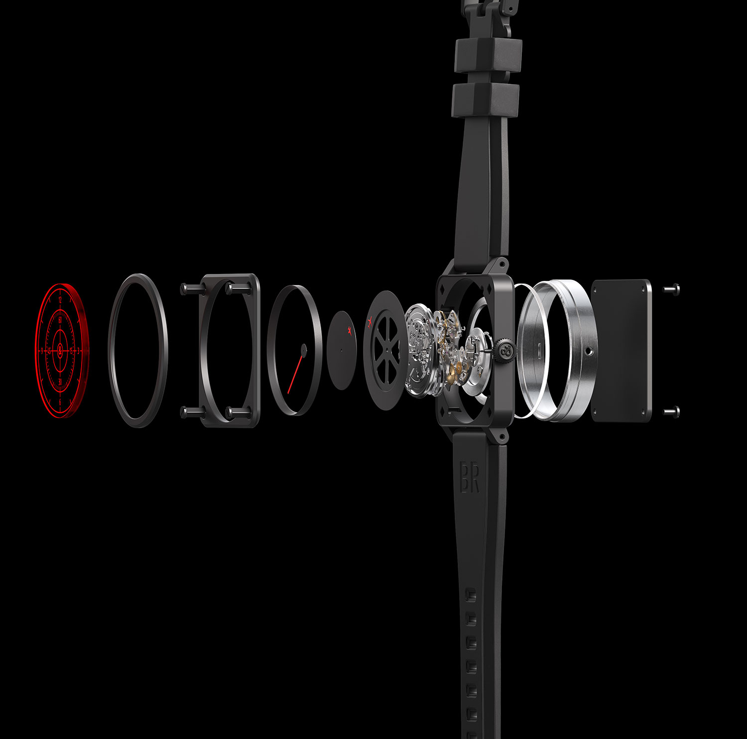 Despiece del Bell & Ross BR 03-92 Red Radar Ceramic