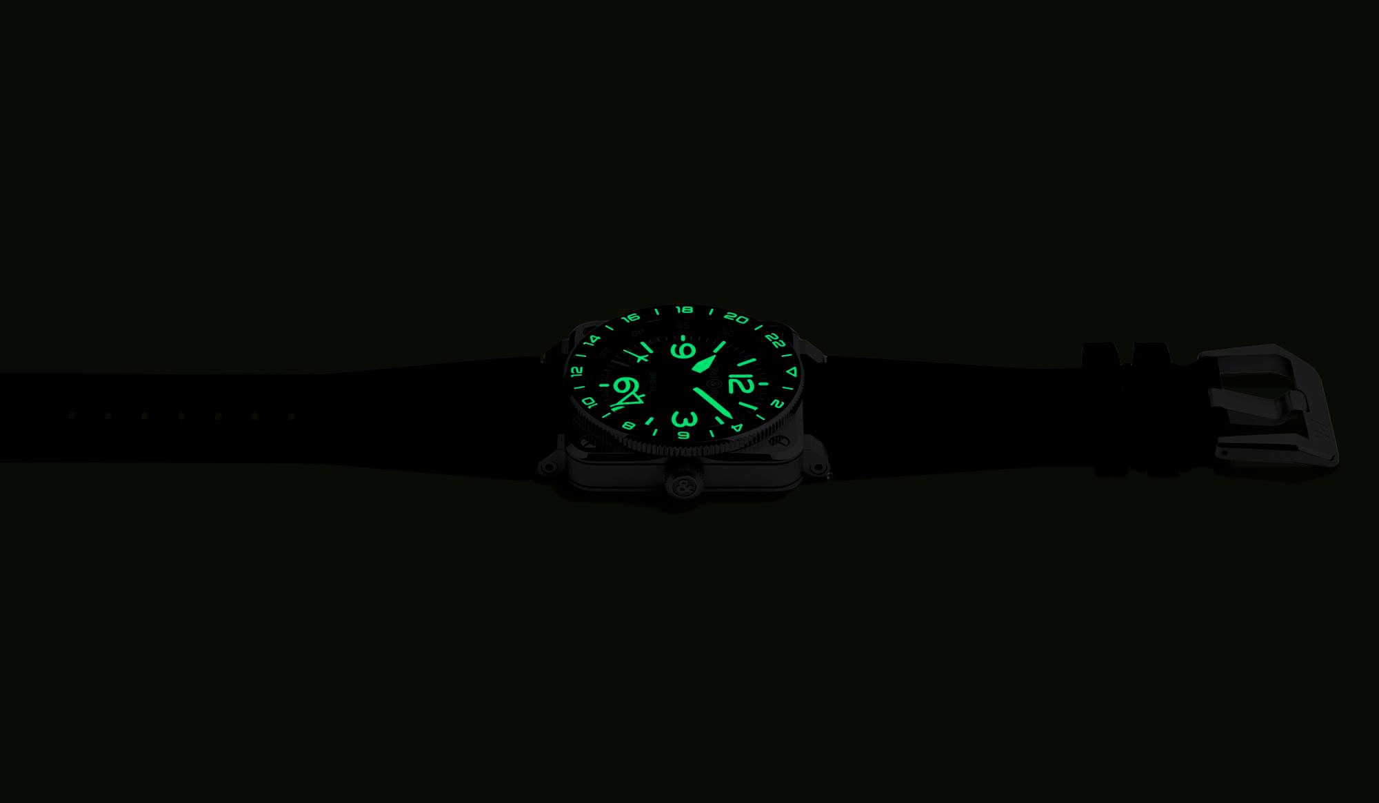Tratamiento con Super-LumiNova del Bell & Ross BR-03 GMT Lum