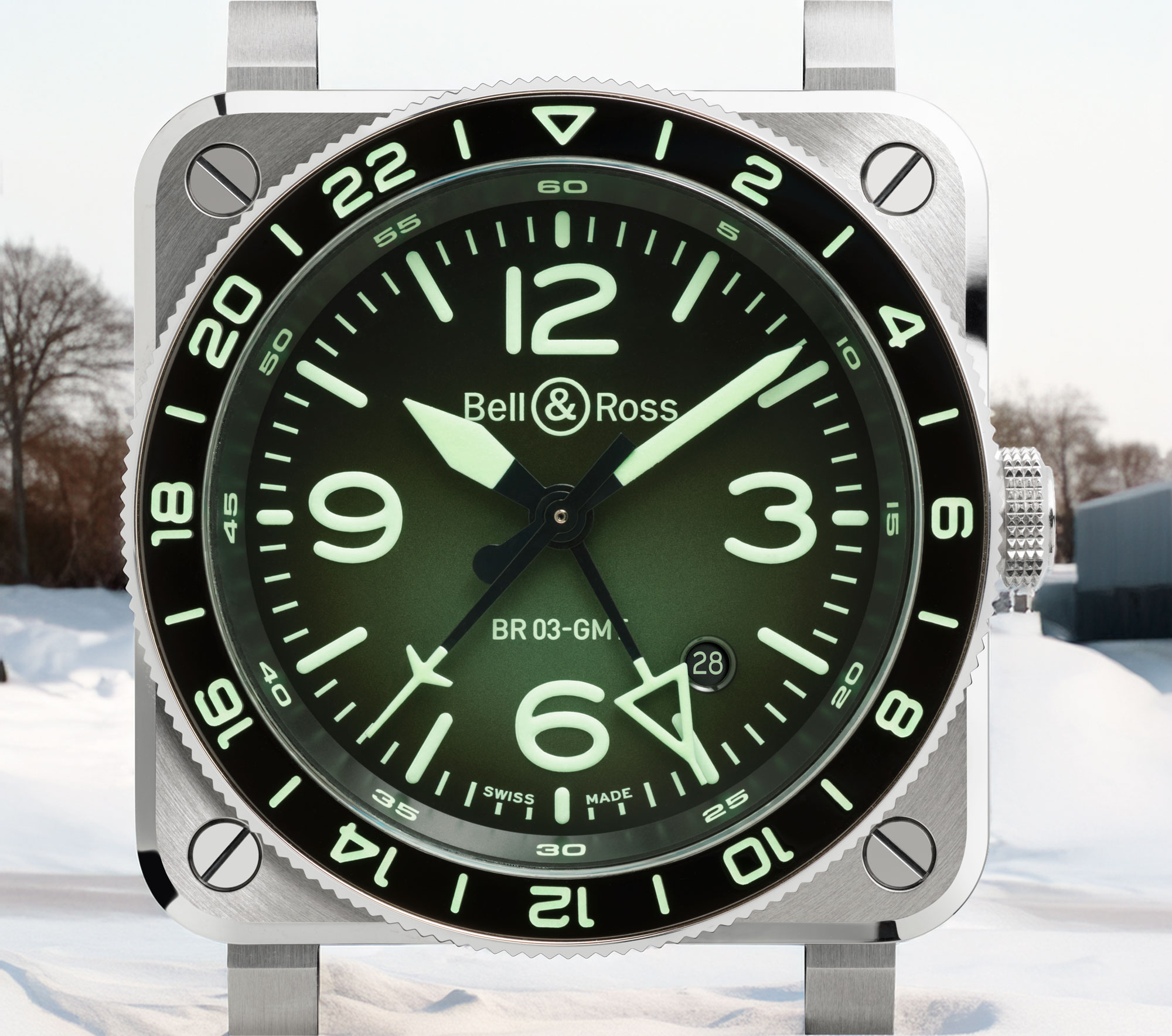 Esfera del Bell & Ross BR-03 GMT Lum