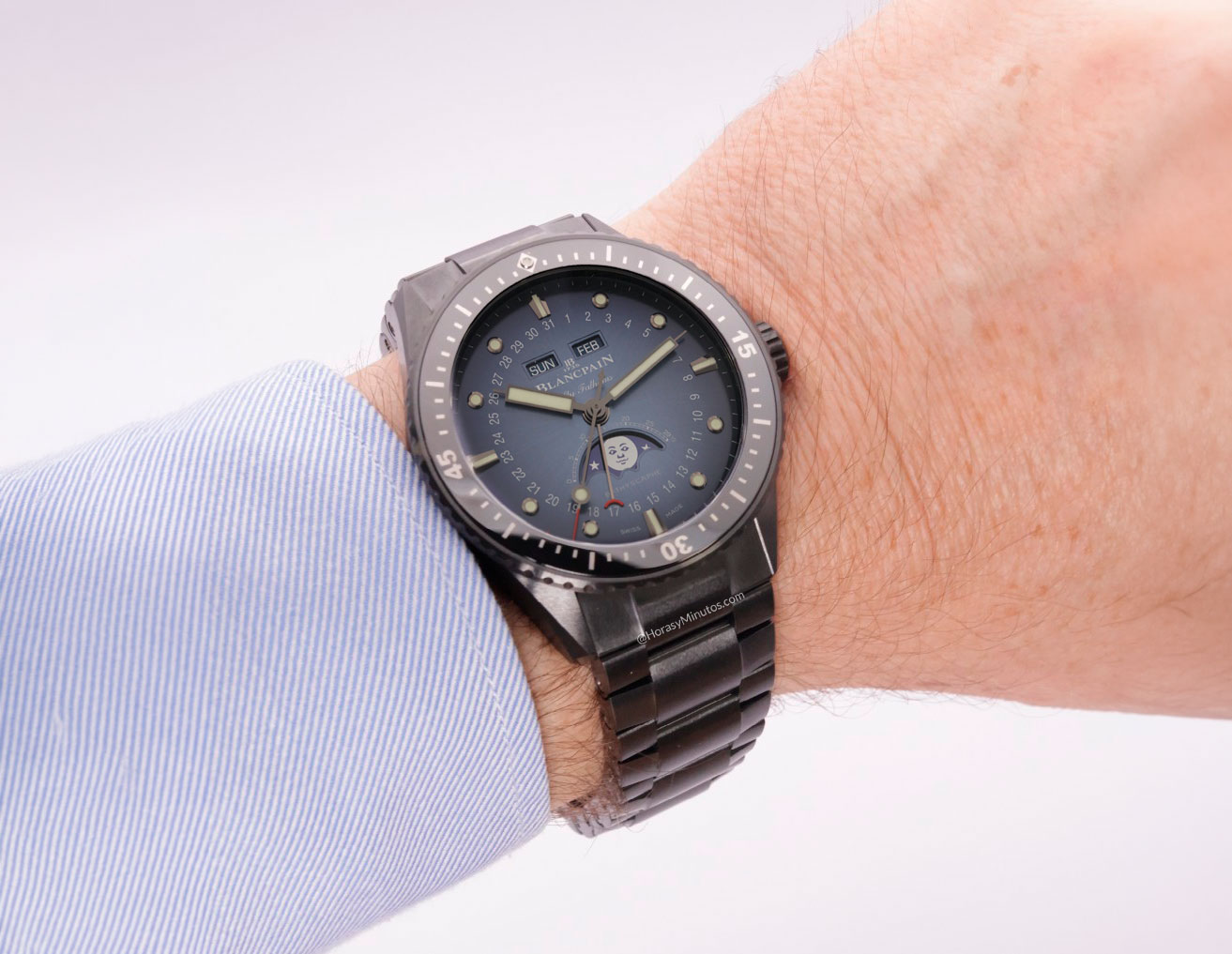 Así queda el Blancpain Bathyscaphe Quantième Complet Phases de Lune