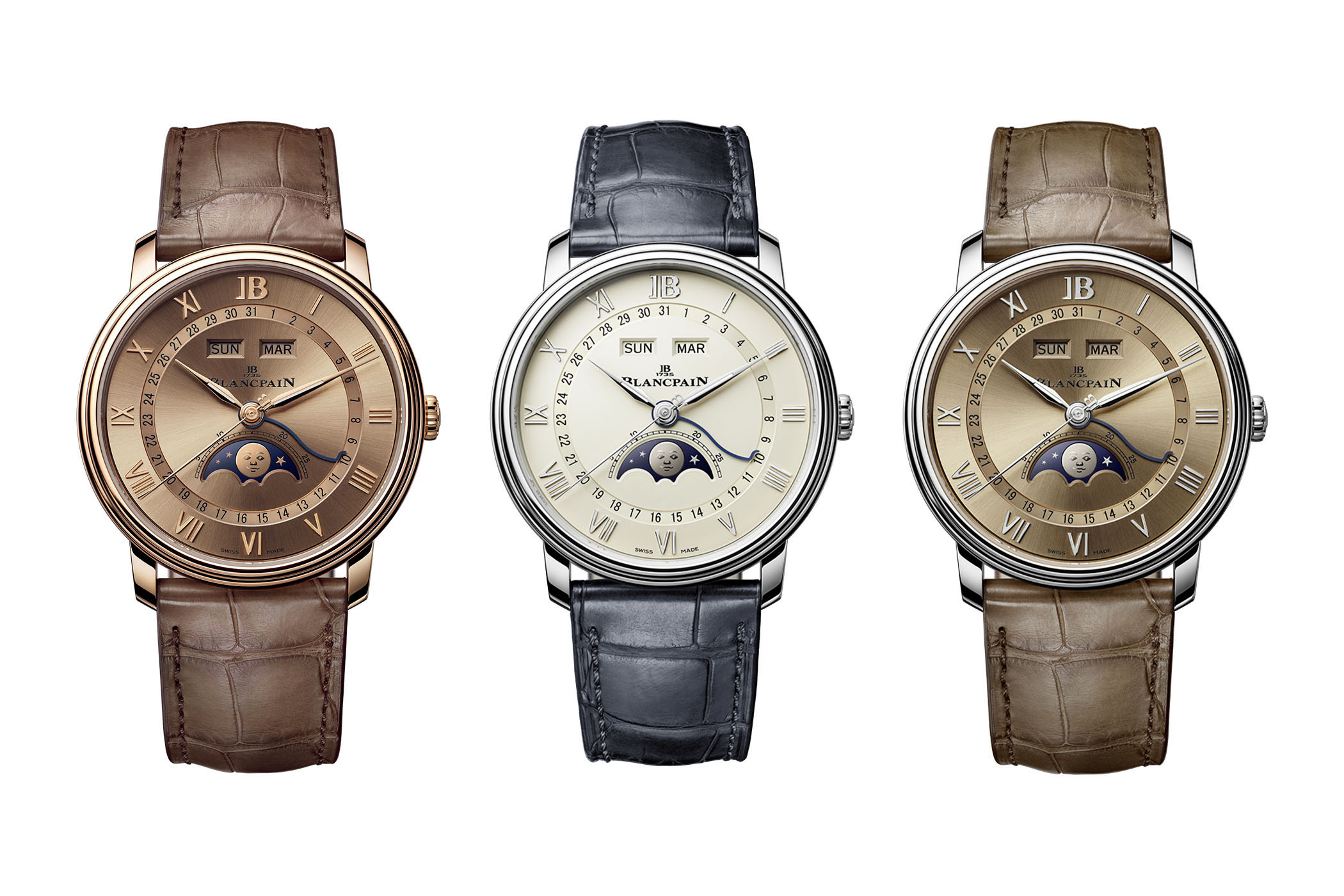Los tres modelos del Blancpain Villeret Quantieme Comple Phases de Lune