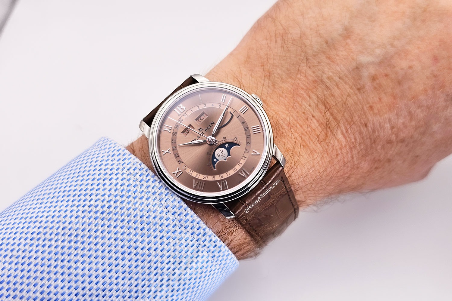 El Blancpain Villeret Quantieme Phases de Lune, en la muñeca