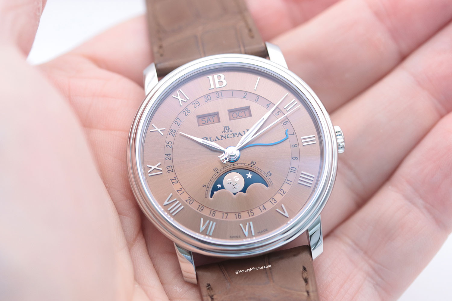 Esfera del Blancpain Villeret Quantieme Phases de Lune