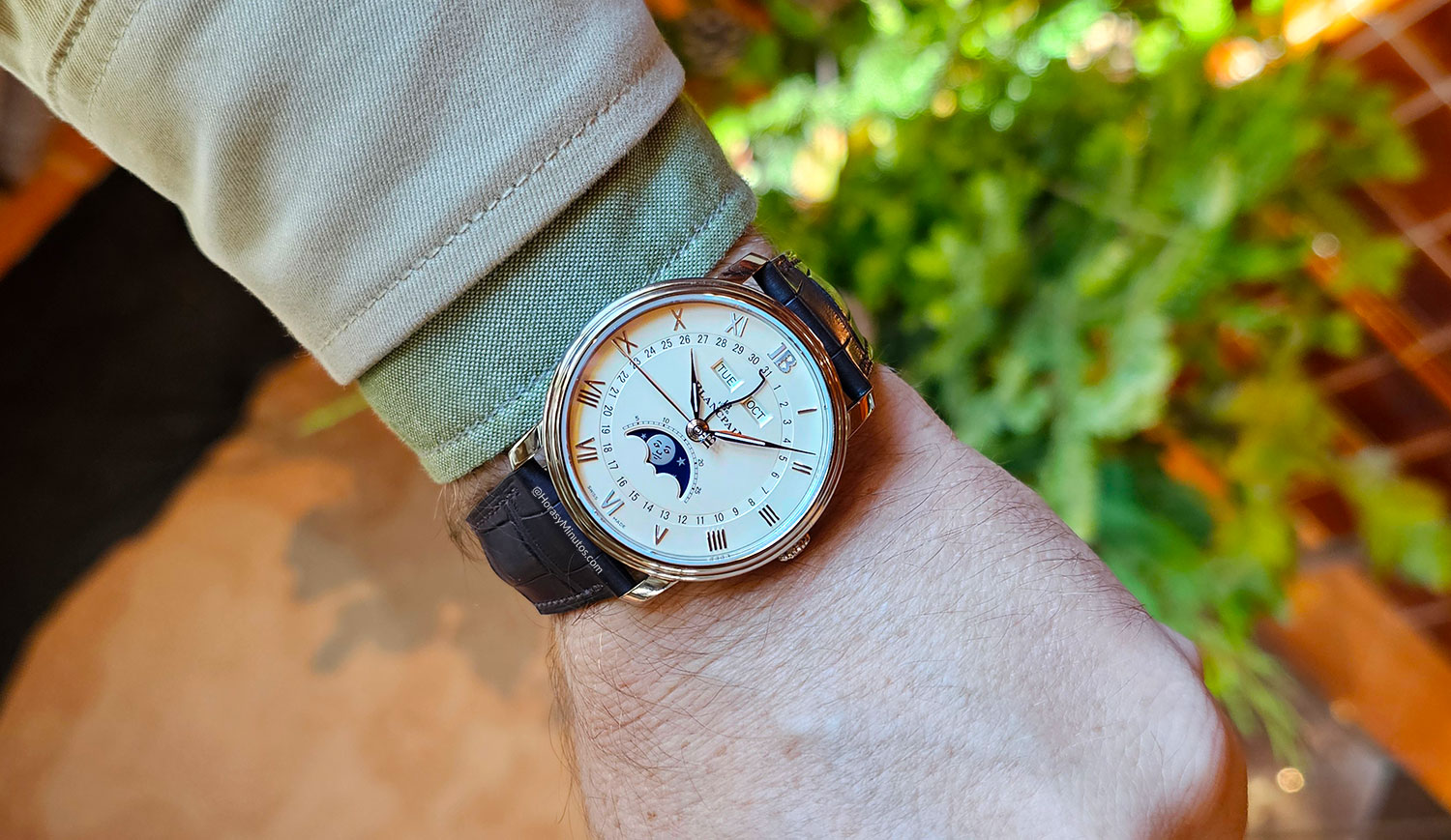 Así queda el Blancpain Villeret Quantieme Phases de Lune esfera opalina