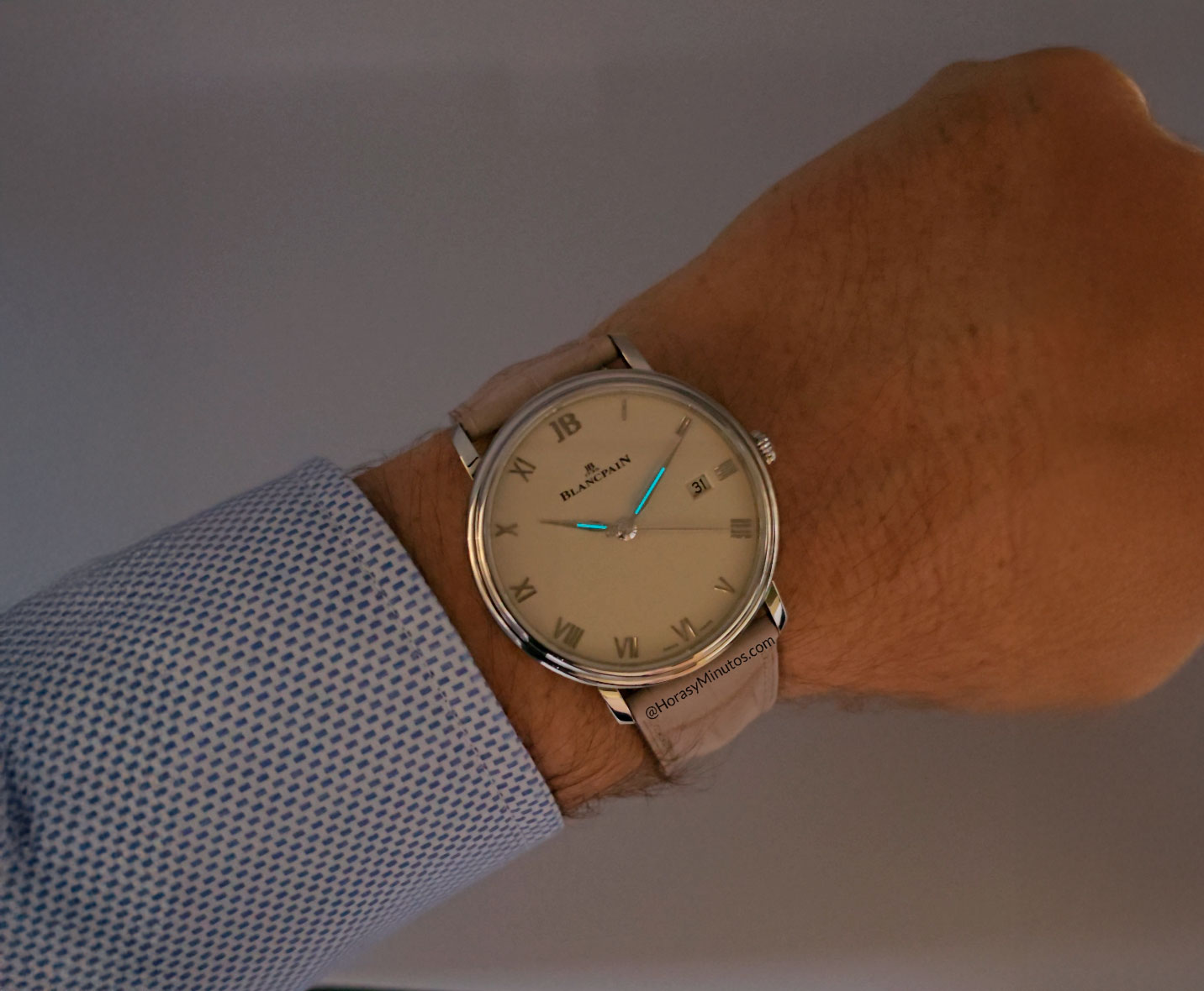 Tratamiento con Super-LumiNova del Blancpain Villeret Ultraplate