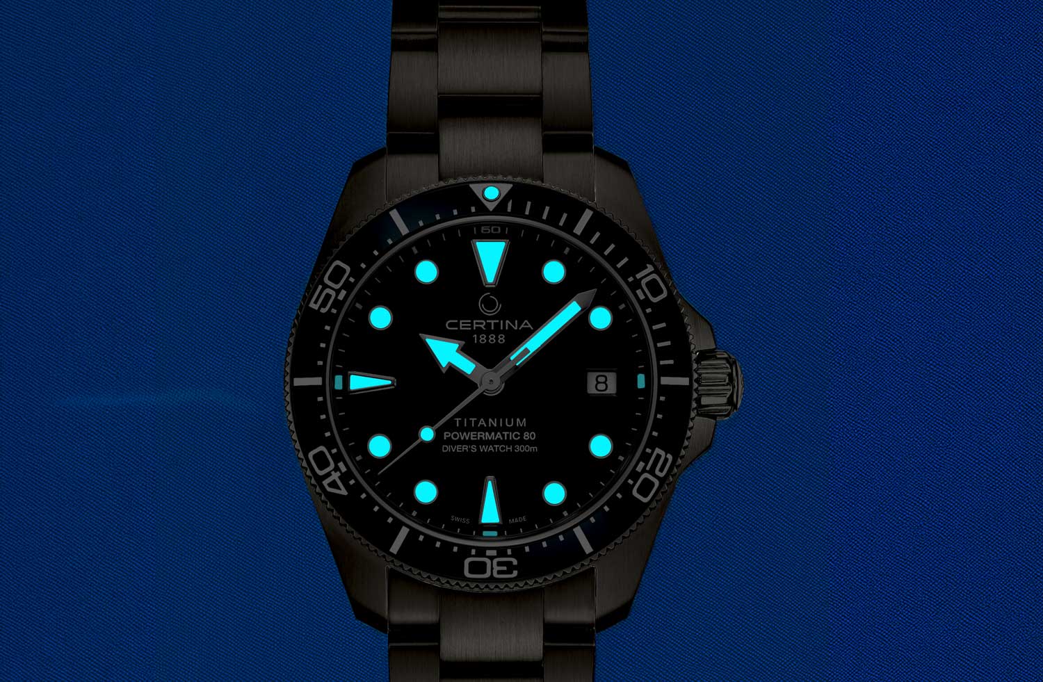 Tratamiento con Super-LumiNova del Certina DS Action Diver 38mm Powermatic 80 Titanium