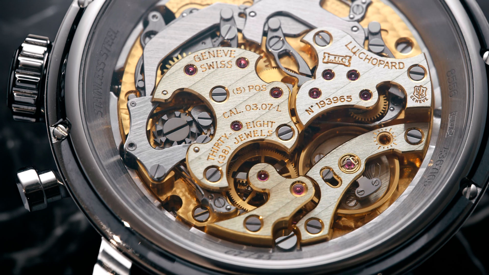 Detalle del Calibre L.U.C 03.07-L1 del Chopard L.U.C 1963 Heritage Chronograph