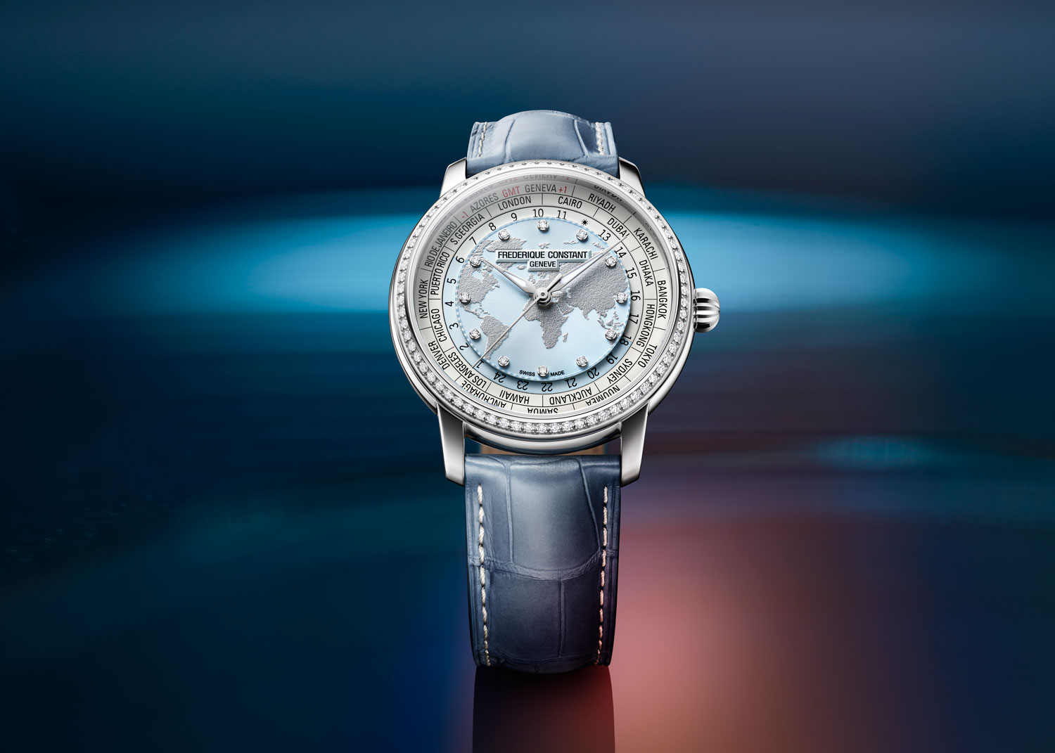 Frederique Constant Classic Worldtimer Manufacture engastado
