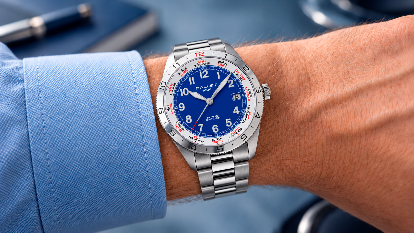 Gallet Flying Officer Automatic 40 con brazalete