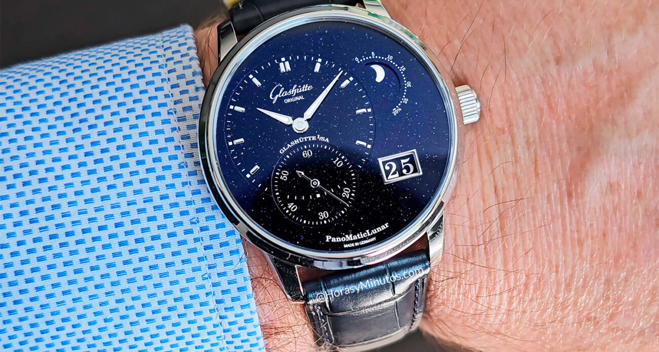 El Glashütte Original PanoMaticLunar Anniversary Edition, en la muñeca