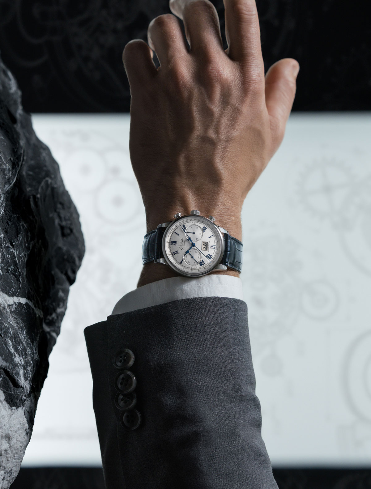 El Glashütte Original Senator Chronograph, puesto