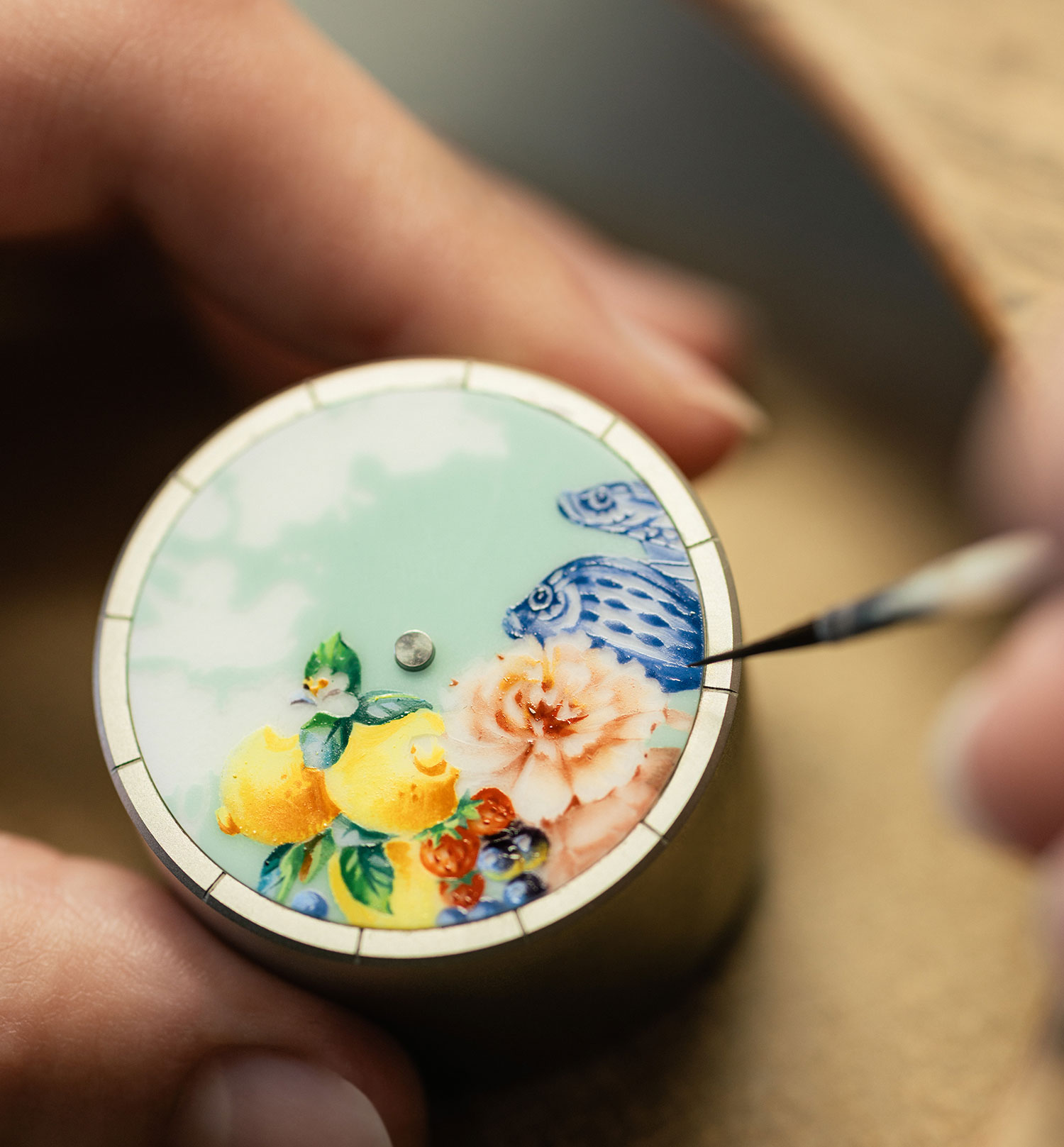 Pintando la esfera del Glashütte Original Senator Meissen