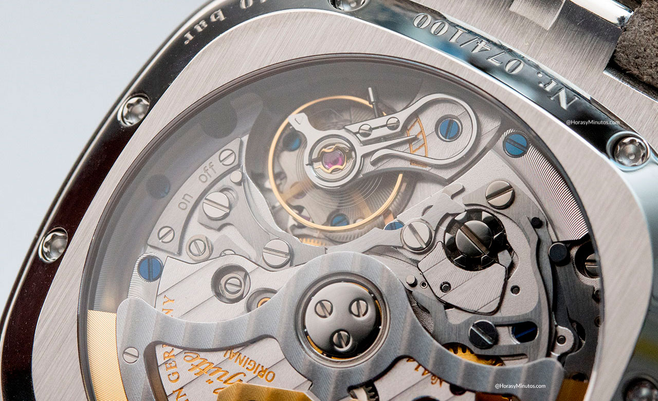 Detalle del calibre 37-02 de los Glashütte Original Seventies Panorama Date Plasma y Fusion