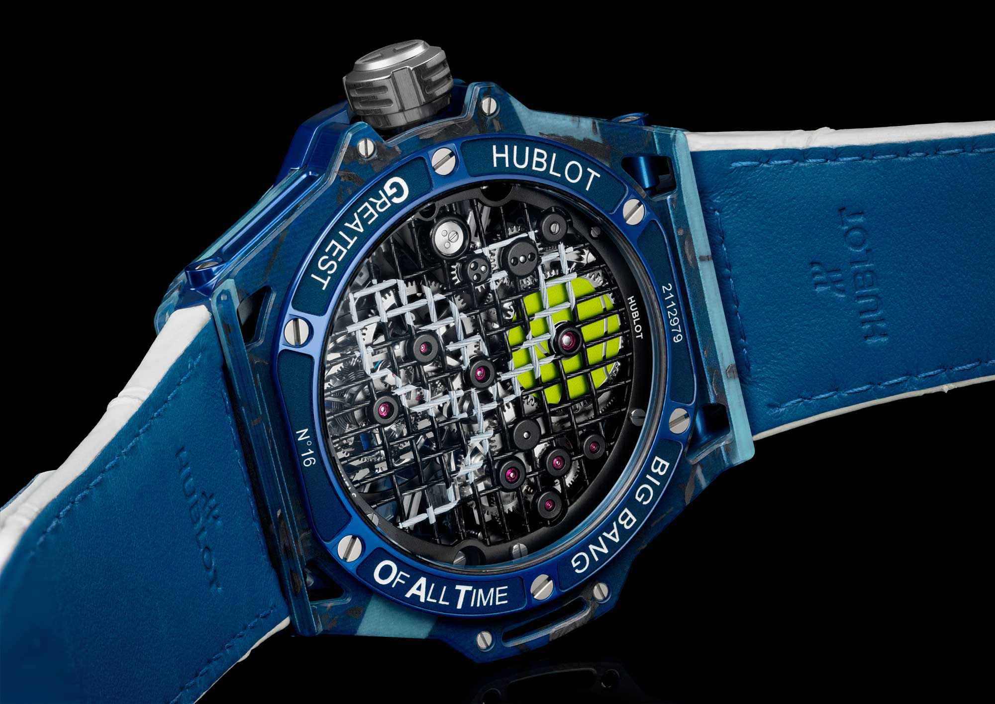 Trasera del Hublot Big Bang Tourbillon Novak Djokovic Goat Edition