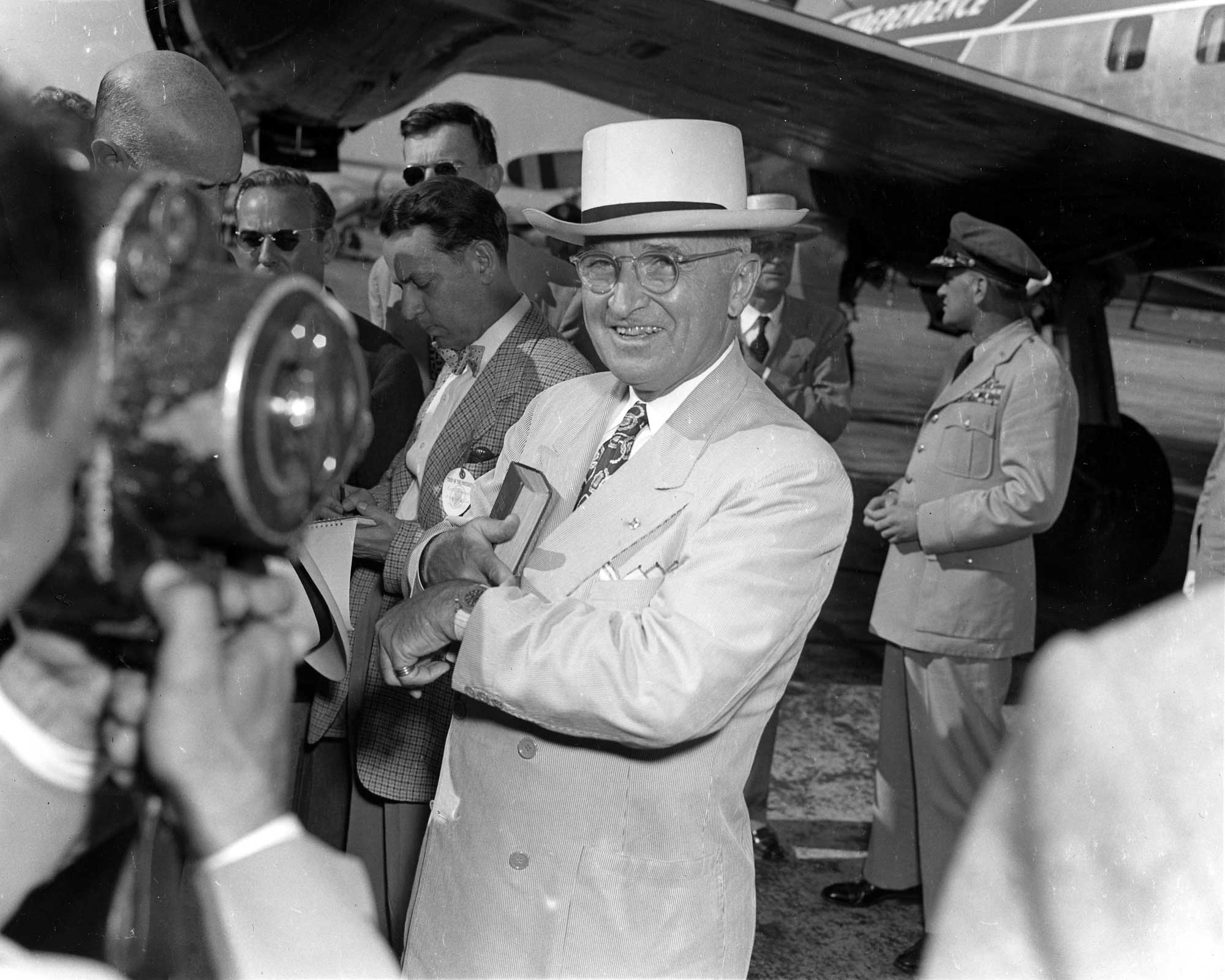 Harry S. Truman con su Gallet, en 1949