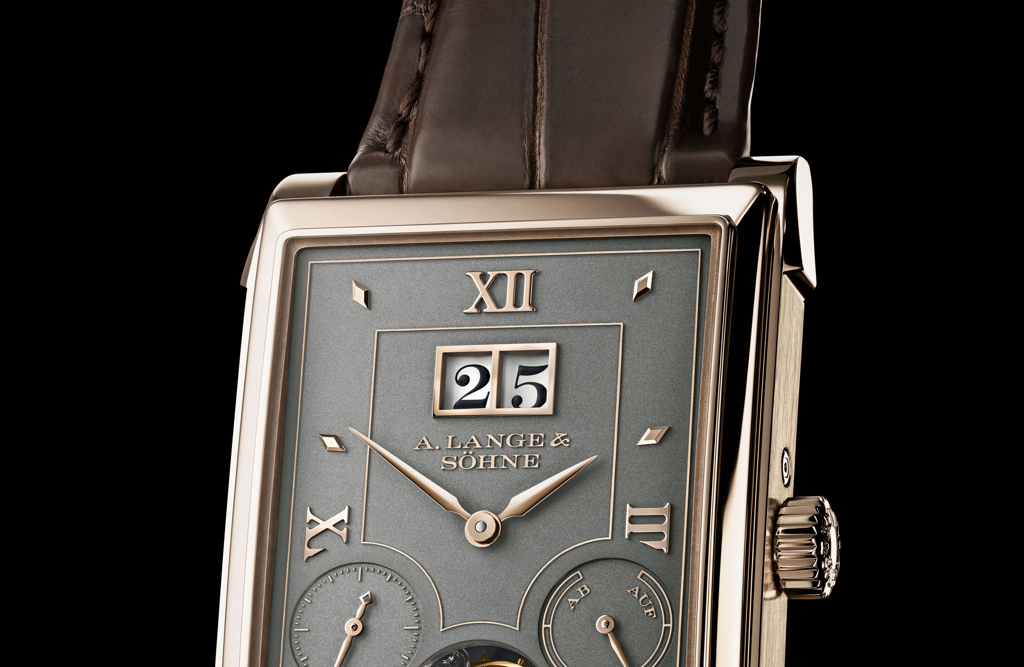 Detalle de la esfera del A. Lange & Söhne Cabaret Tourbillon Honeygold