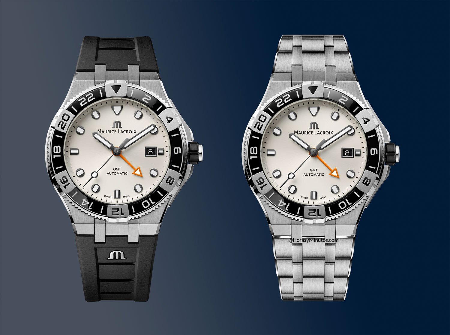 Los dos Maurice Lacroix Aikon Venturer GMT con esfera blanca