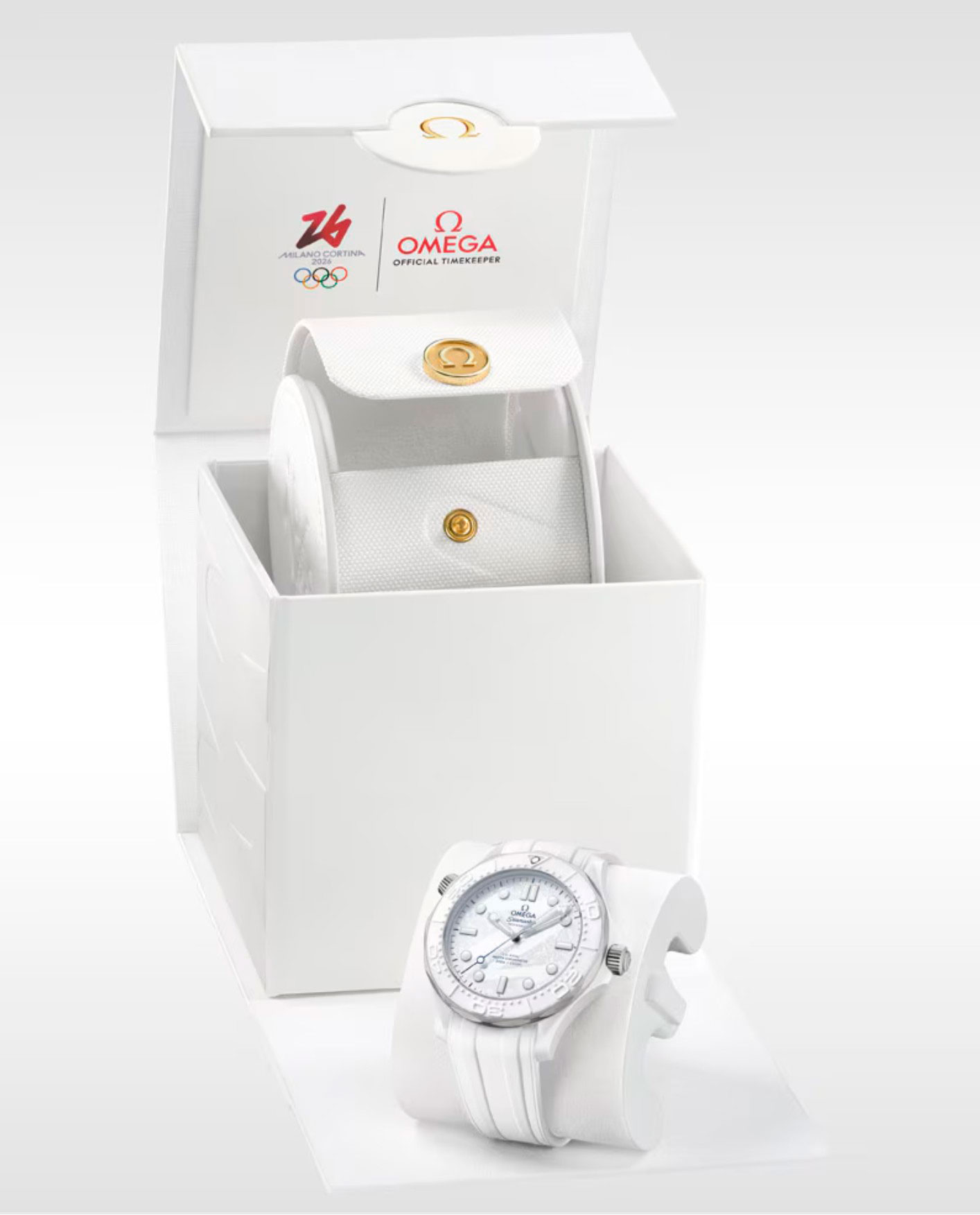 Caja del OMEGA Seamaster Diver 300M Milano Cortina 2026