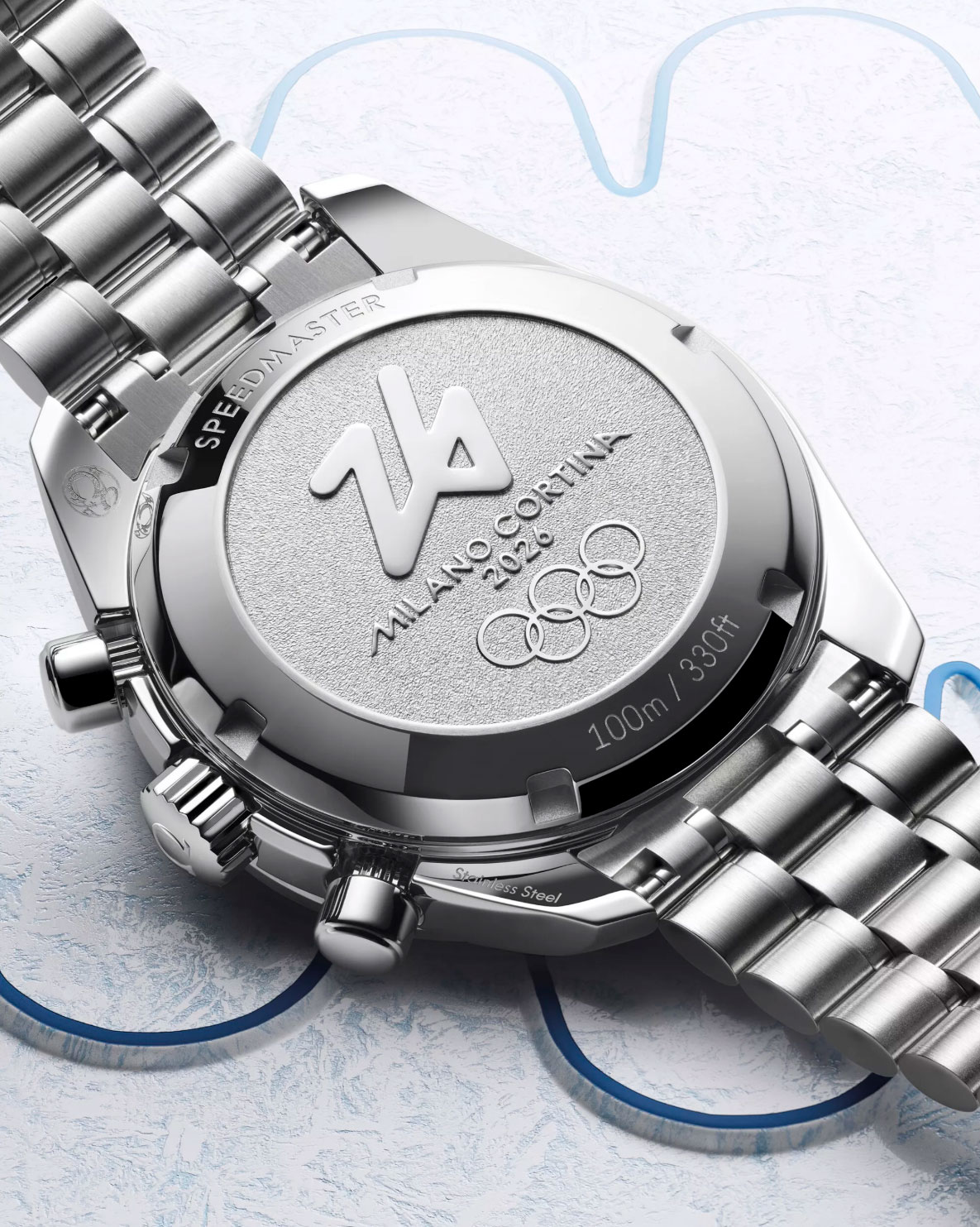 Trasera del Omega Speedmaster 38 mm Milano Cortina 2026
