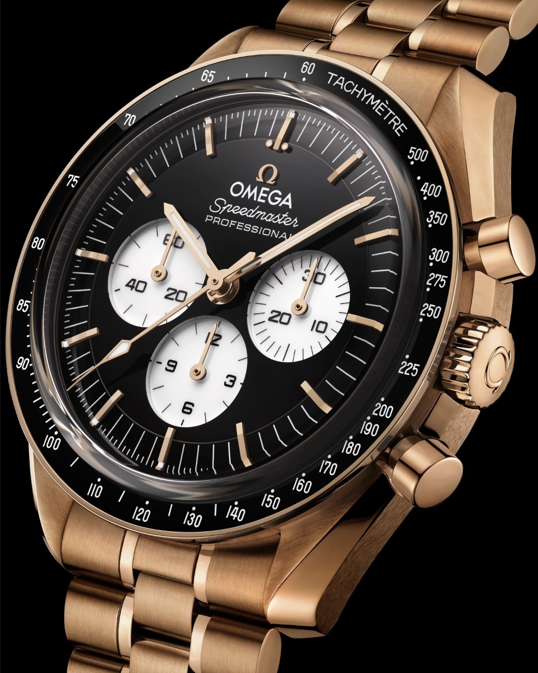 Esfera del Omega Speedmaster Moonwatch Panda Inverso Moonshine