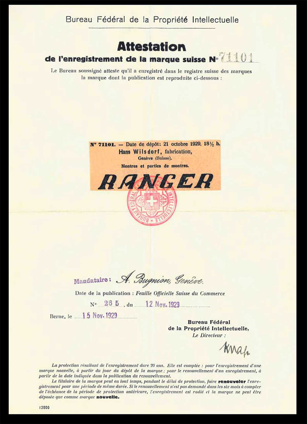 Patente del nombre Ranger