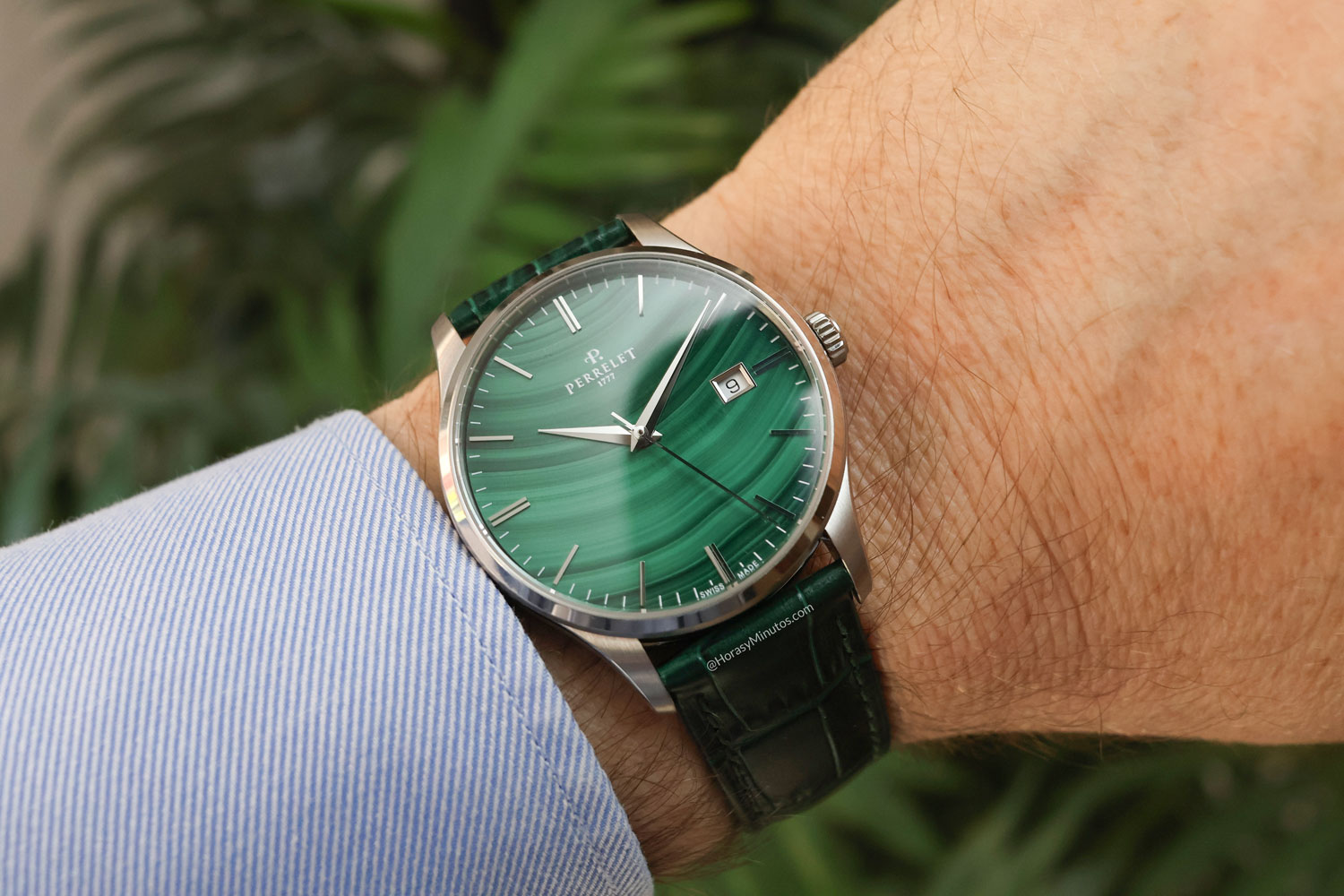 Así queda el Perrelet Weekend Malaquita