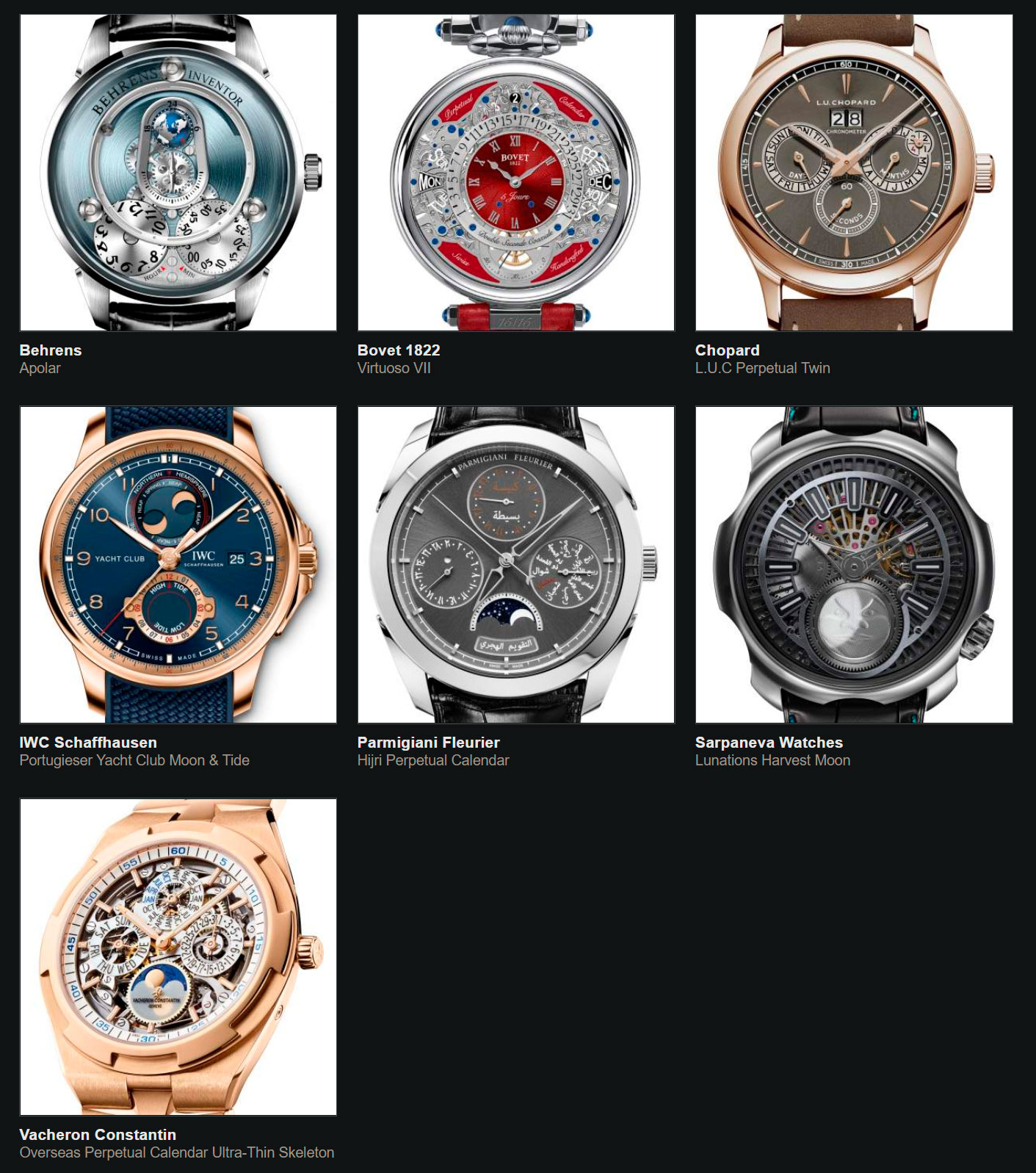 Relojes preseleccionados para el Gran Premio de Relojería de Ginebra 2020 Calendario y Astronomía