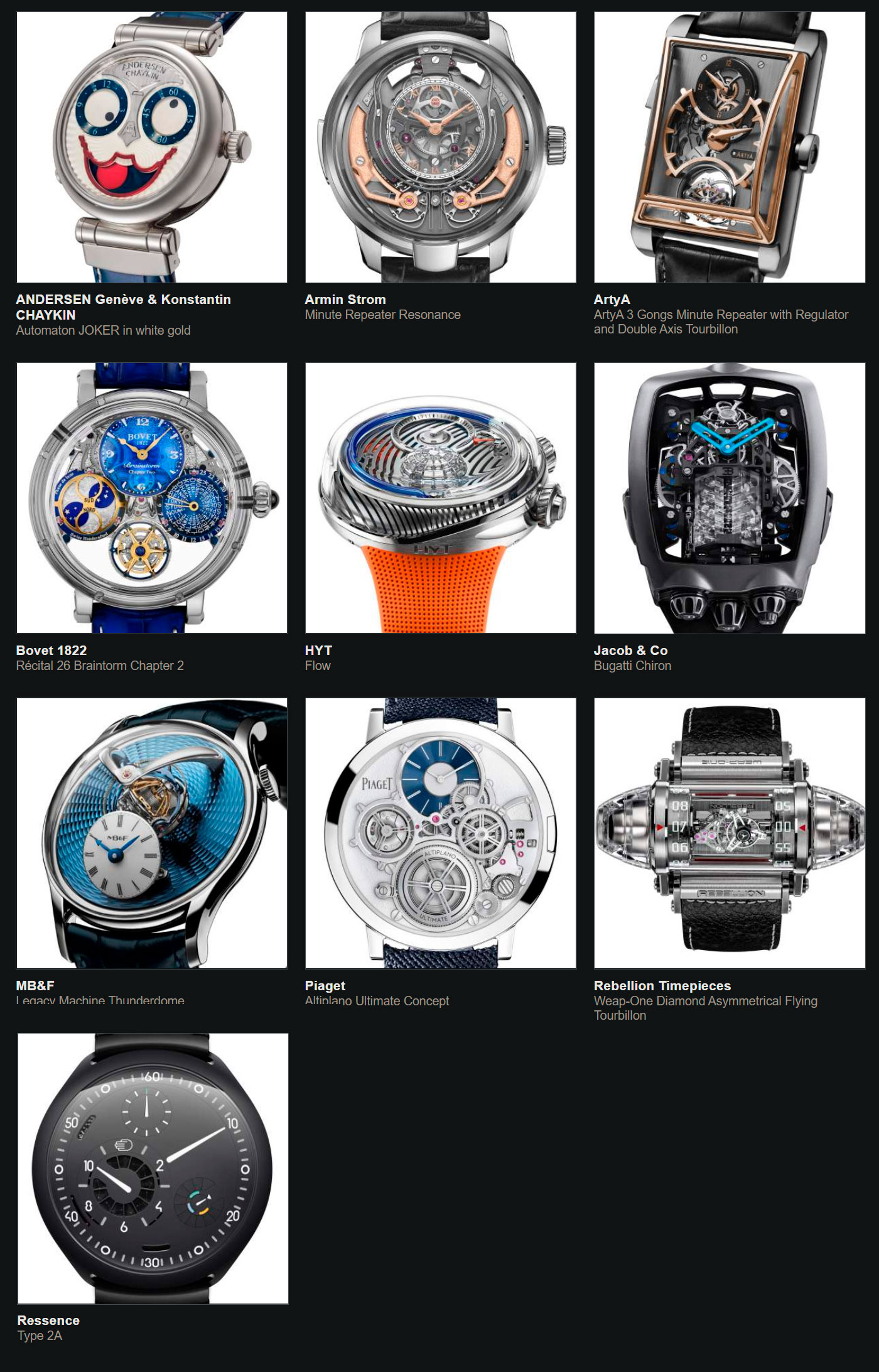 Relojes preseleccionados para el Gran Premio de Relojería de Ginebra 2020 Excepción Mecánica