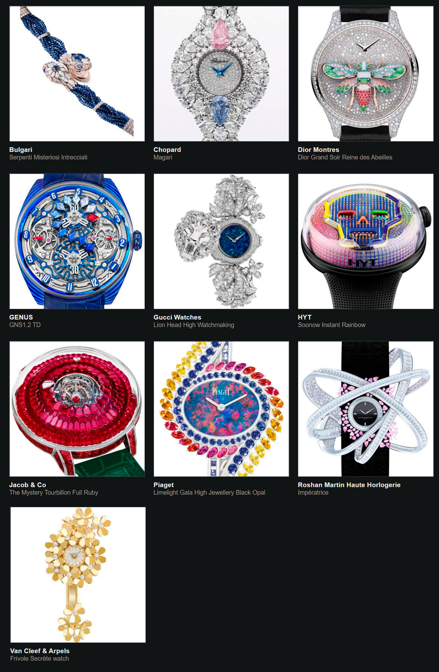 Relojes preseleccionados para el Gran Premio de Relojería de Ginebra 2020 Reloj Joya