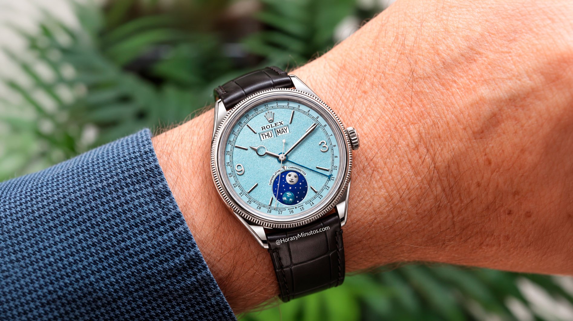Rolex Perpetual Padellone Platino sobre la muñeca
