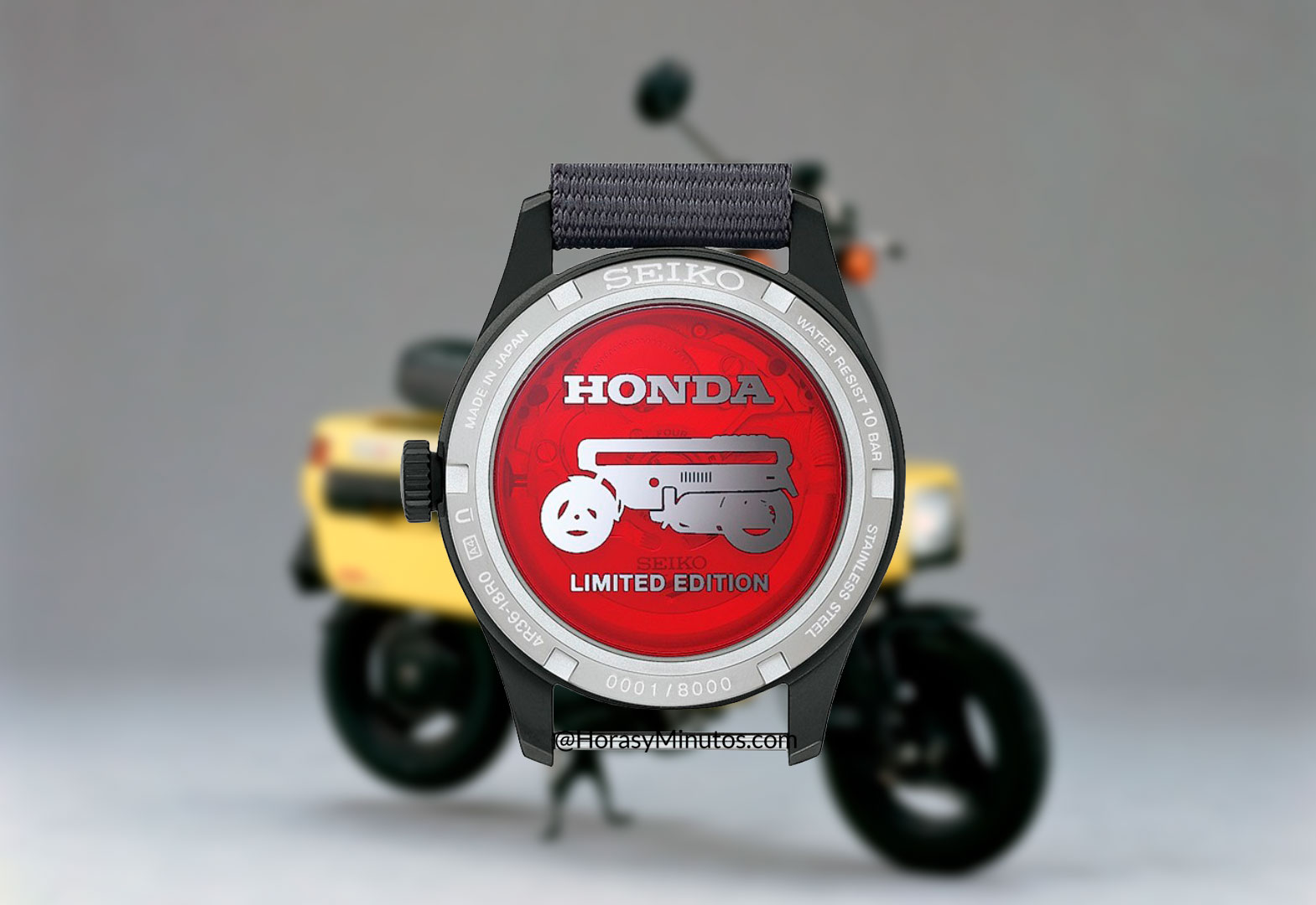 Trasera del Seiko 5 Sports Motocompo Limited Edition