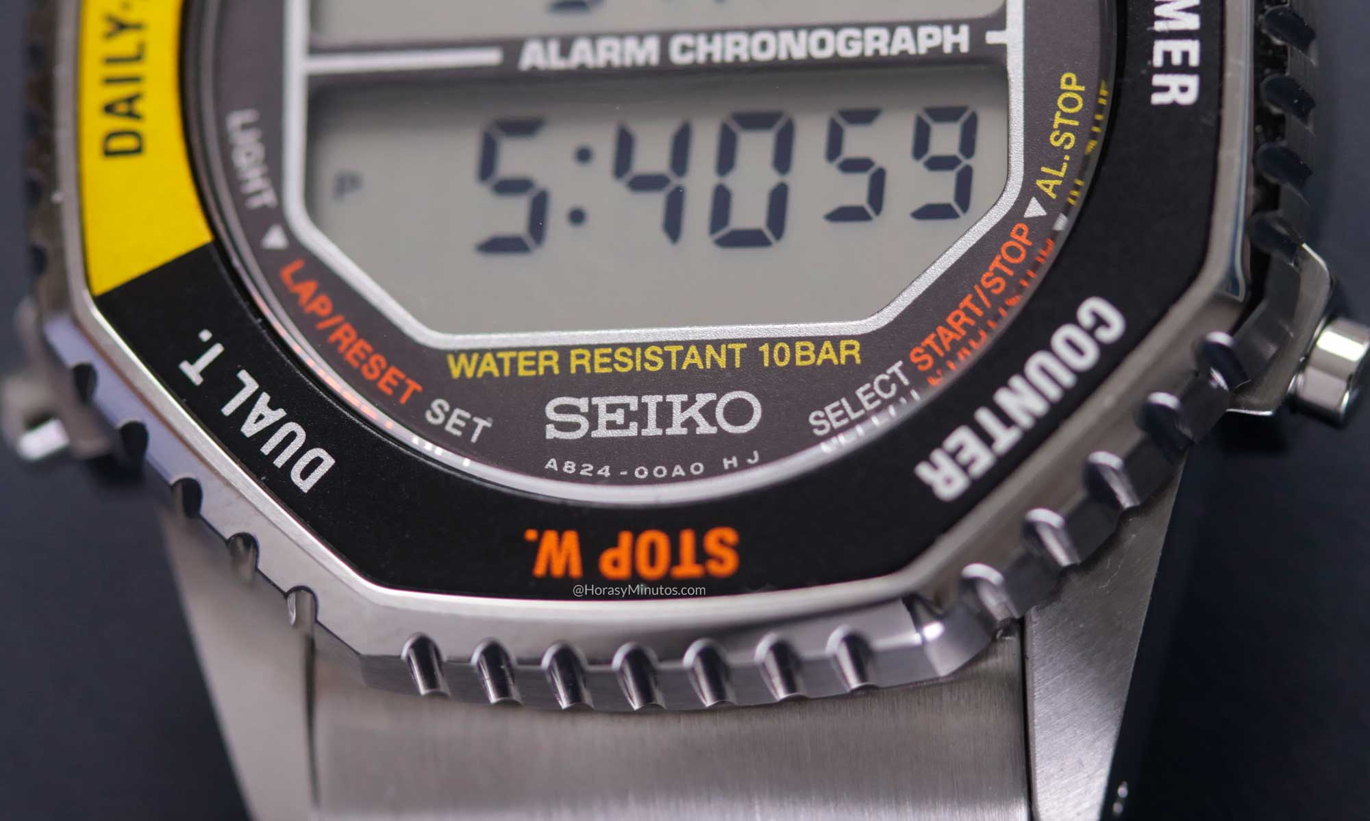 Detalle del bisel del Seiko Rotocall