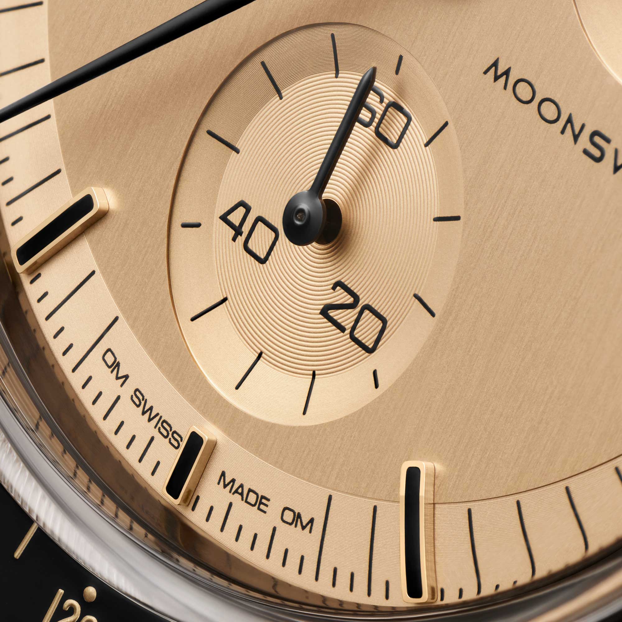 Detalle de la esfera del Swatch Mission to the Moon 1969