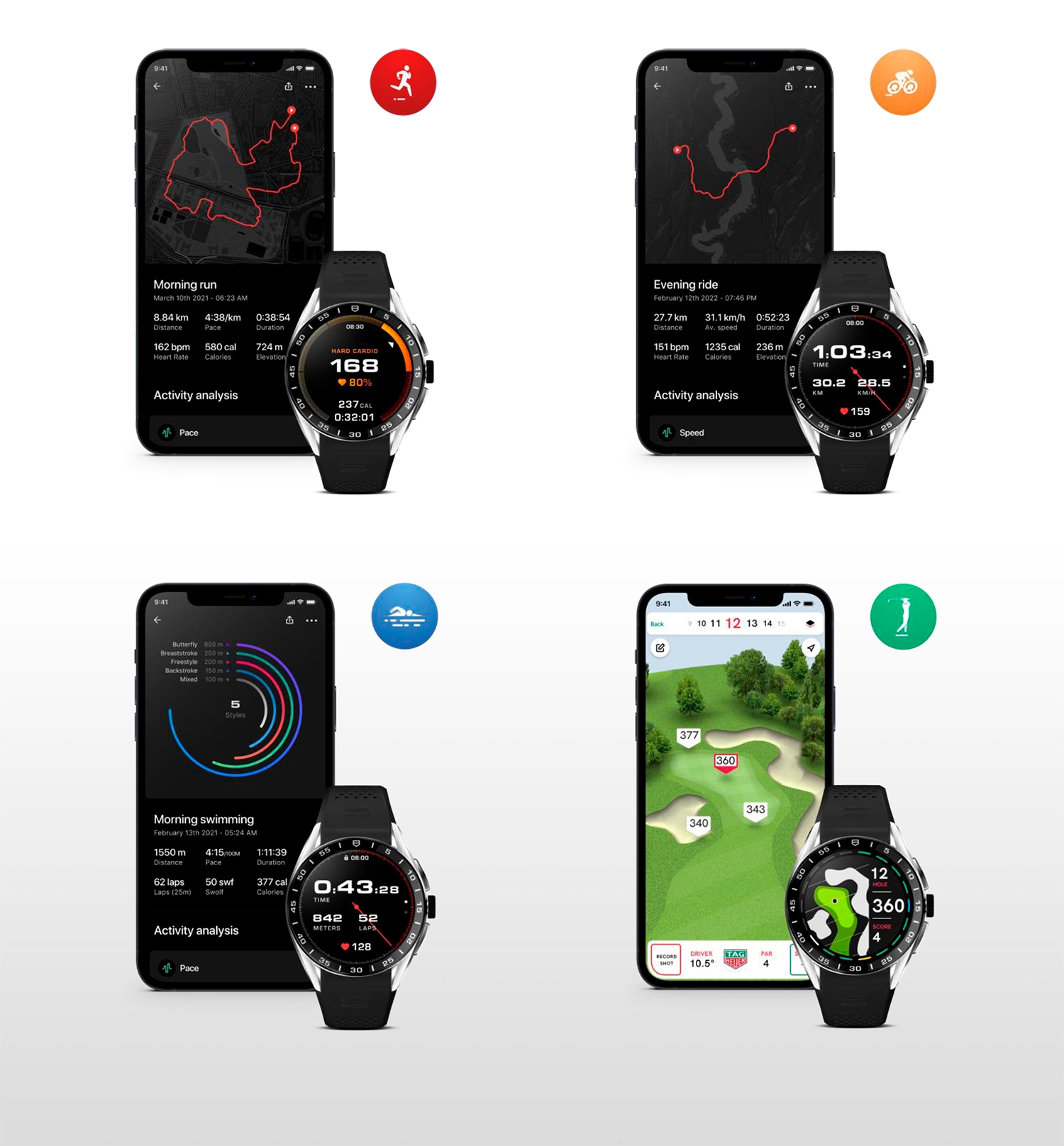 Aplicación deportiva del TAG Heuer Connected Watch Calibre E4