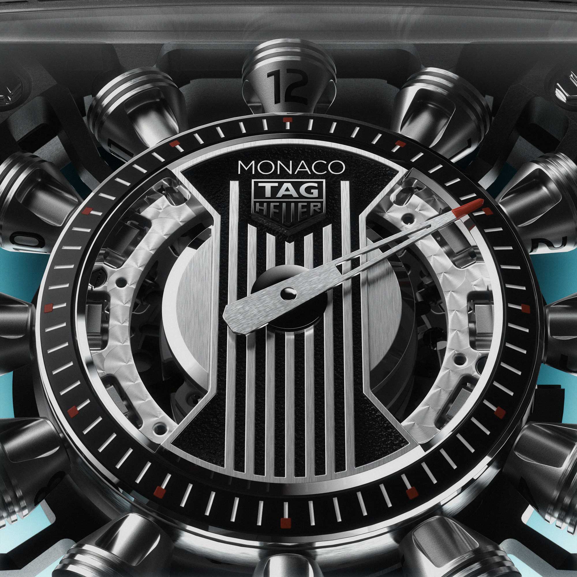 Detalle de la esfera del TAG Heuer Monaco Speed 12