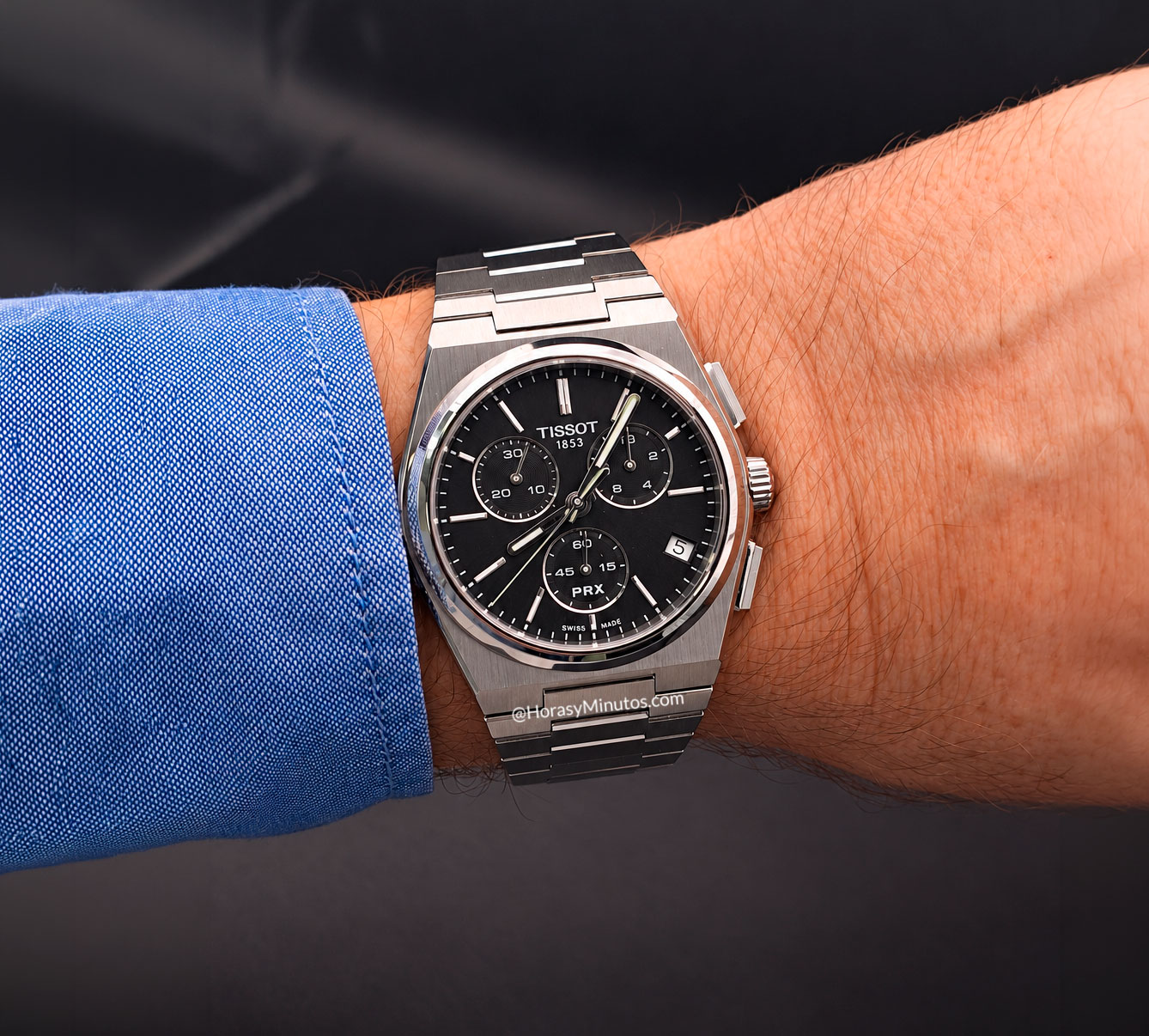 Así queda el Tissot PRX Cronógrafo Cuarzo negro