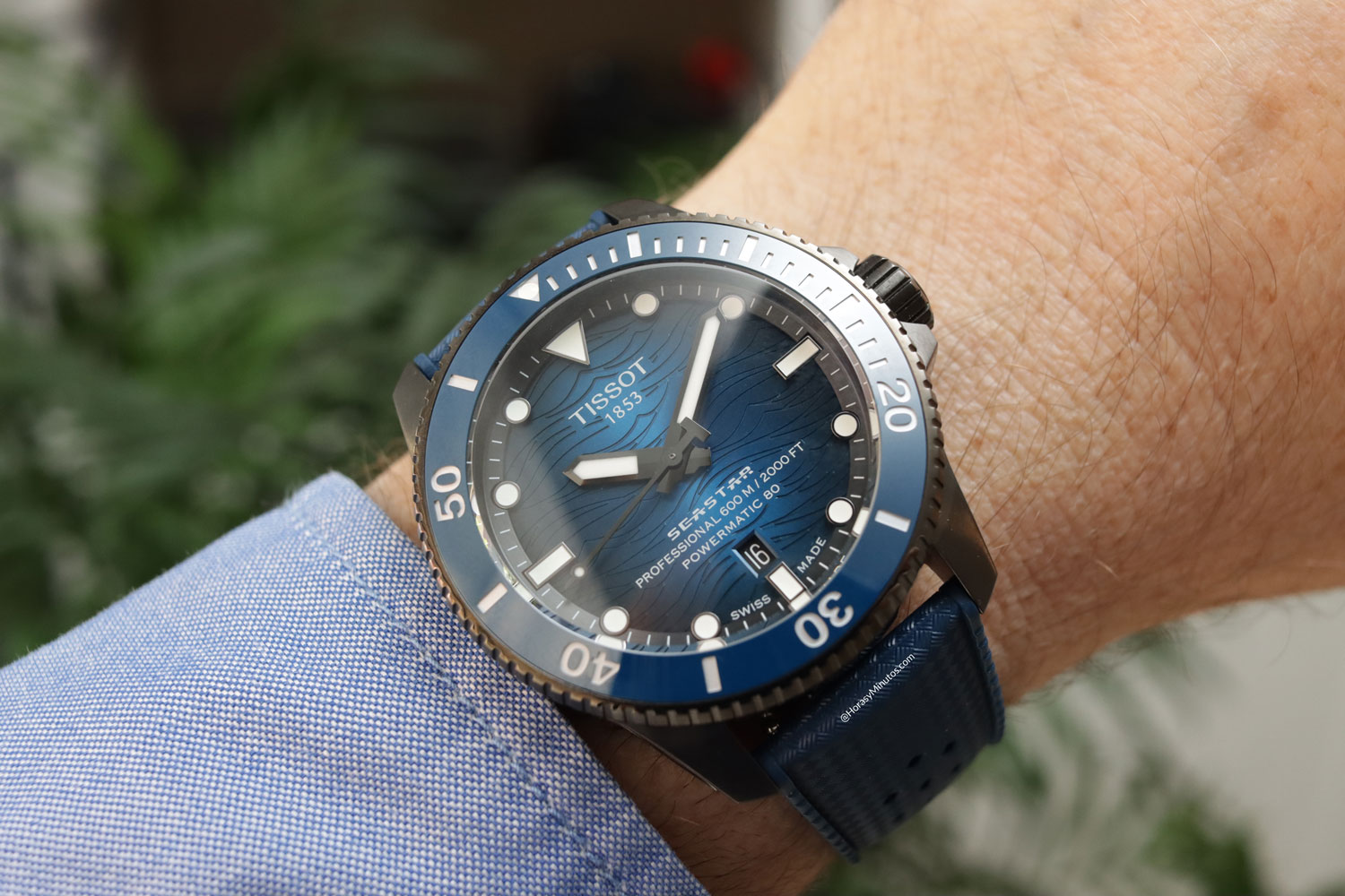 El Tissot Seastar 2000 Professional azul, puesto