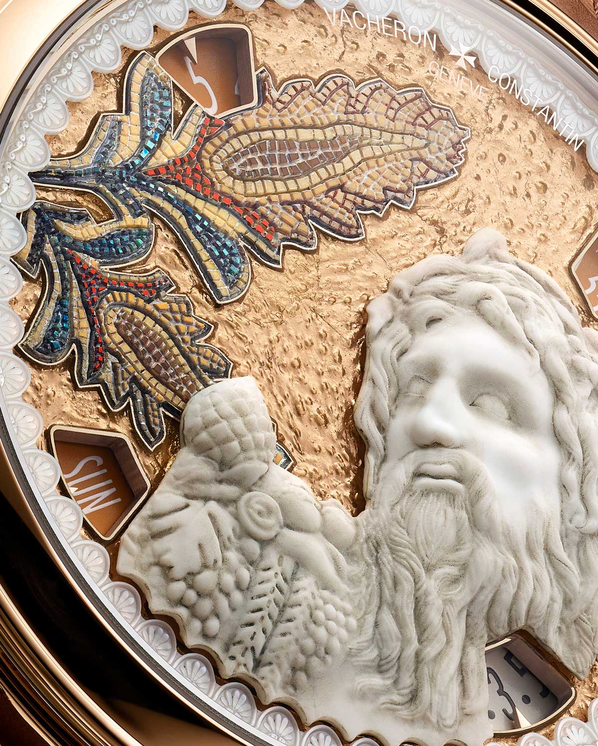Detalle de la esfera del Métiers d'Art Homenaje a las grandes civilizaciones Tíber del Iseum Campense
