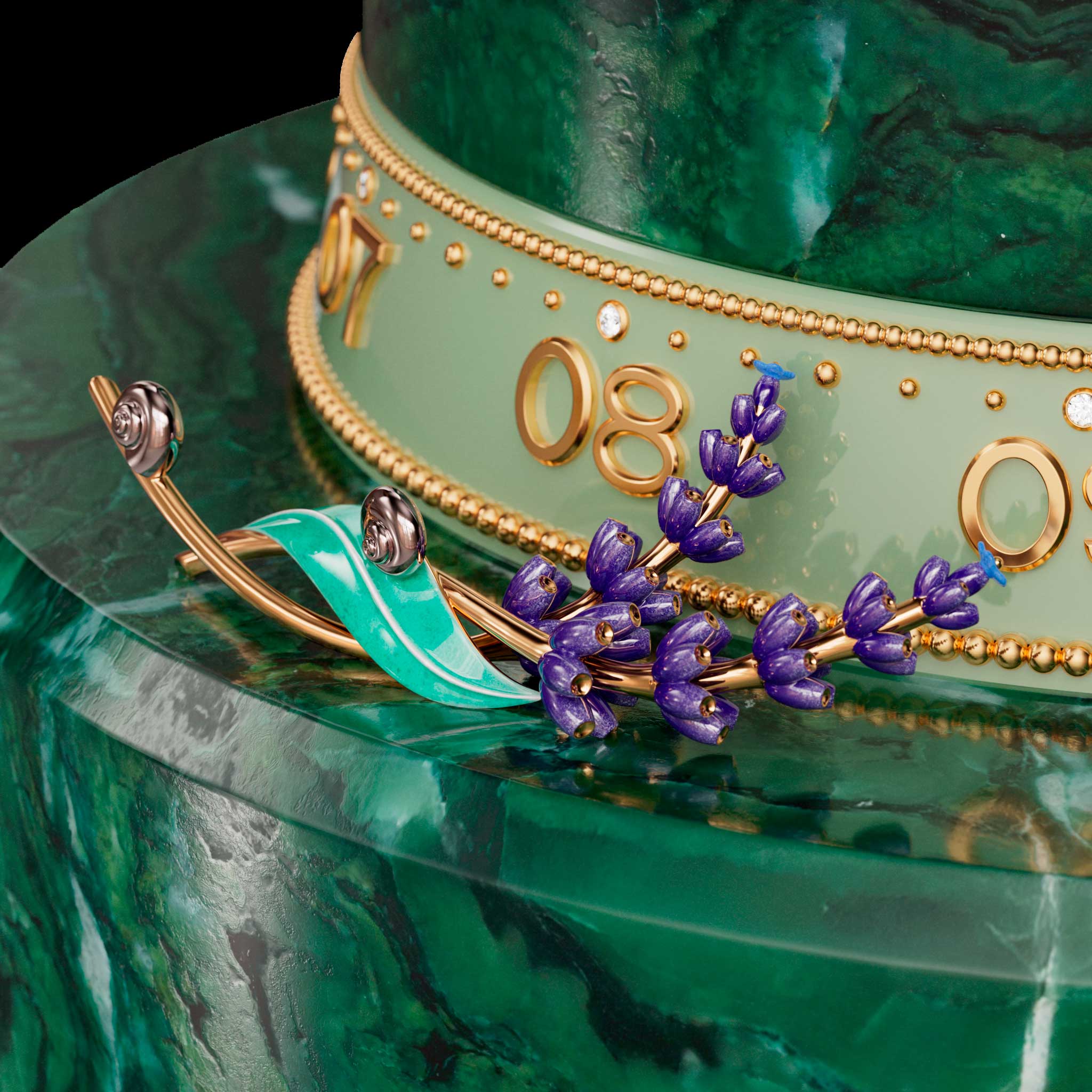 Decoración del Van Cleef & Arpels Brassée de Lavande automaton