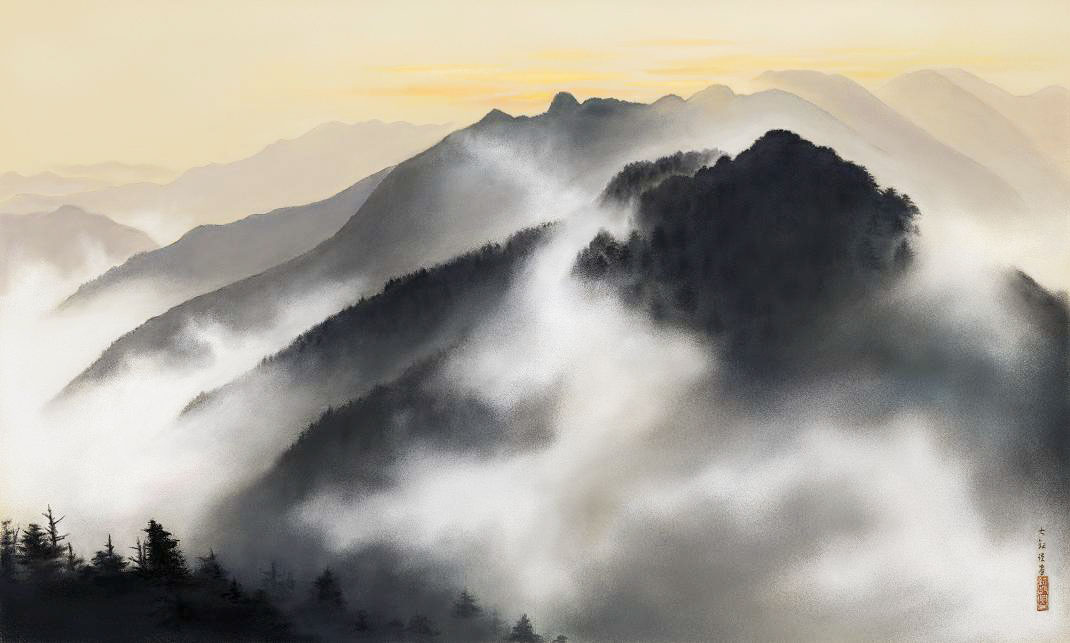 Yokiyama Taikan Montañas Sagradas de Chichibu en un amanecer primaverla